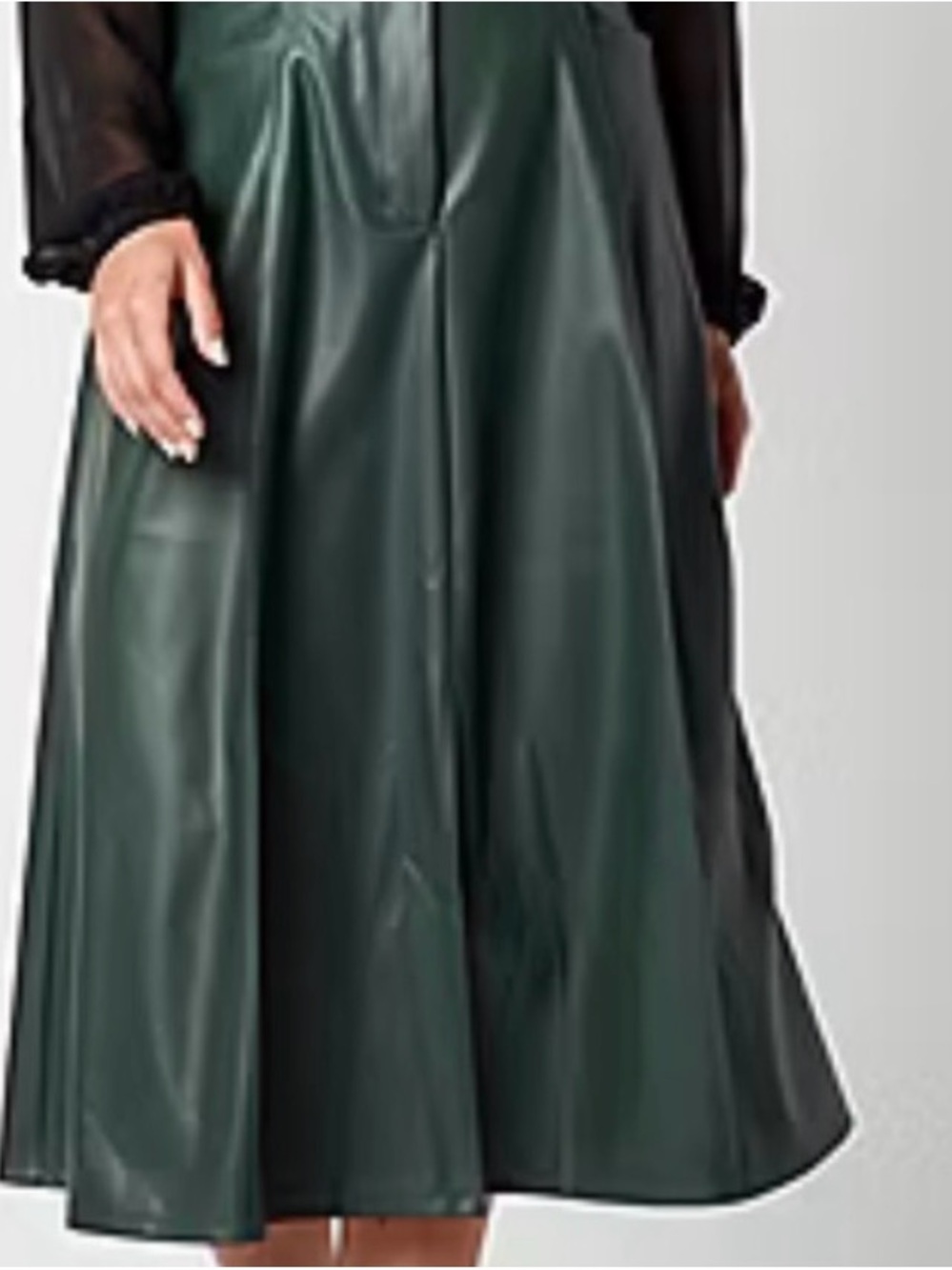 Worthington Dark Green Faux Leather Midi Skirt